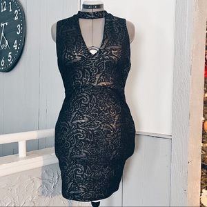 Soprano Black Lace Form Fitting Dress